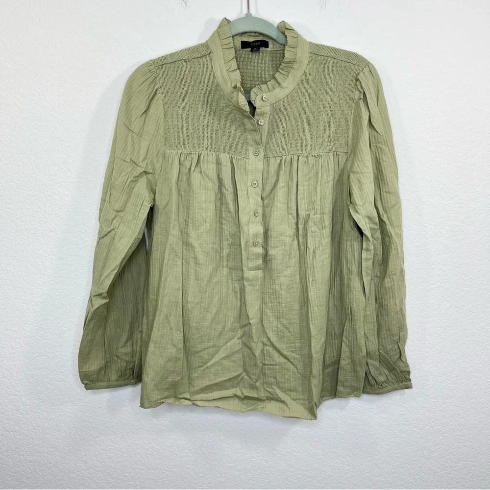 J.Crew NWOT Long-sleeve soft gauze garden top Pistachio size‎ Medium